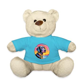 Harrier Dog Breed Colorful Cartoon Watercolor - Teddy Bear - atoll blue - Front