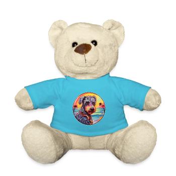 Kerry Blue Terrier Hunderasse Bunte Karikatur Wate - Teddy - Atollblau - Vorne