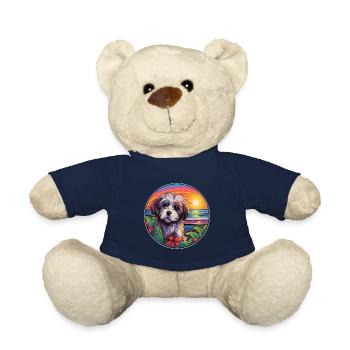 Lowchen Little Lion Dog Breed Colorful Cartoon Wat - Teddy Bear - french navy - Front
