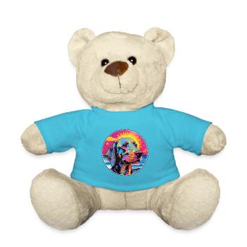 Leopard Hound Dog Breed Colorful Cartoon Watercolo - Teddy Bear - atoll blue - Front