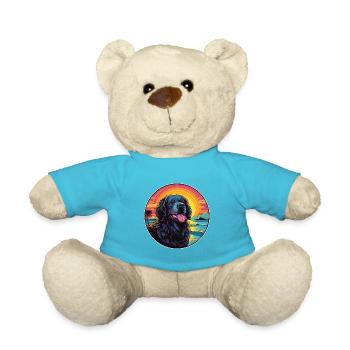 Newfoundland Dog Breed Colorful Cartoon Watercolor - Teddy Bear - atoll blue - Front