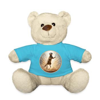 Erdmännchen in Glitzer - Teddy - Atollblau - Vorne