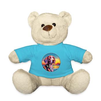 Pointer Dog Breed Colorful Cartoon Watercolor - Teddy Bear - atoll blue - Front