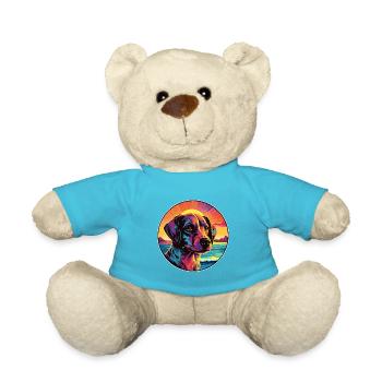 Scandinavian Dog Breed Colorful Cartoon Watercolor - Teddy Bear - atoll blue - Front
