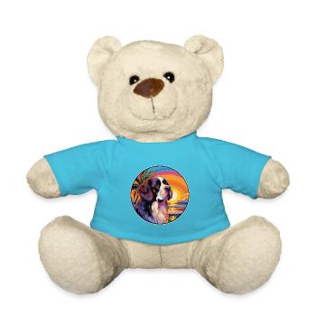 Saint Bernard chien race coloré dessin animé Watercolo - Nounours - bleu outremer - Devant