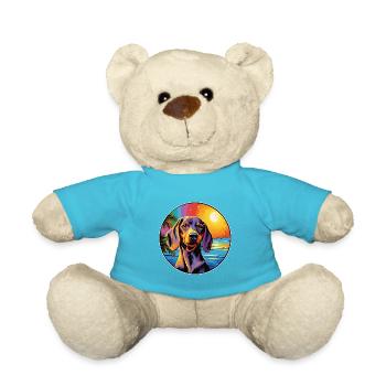 Westfälische Dachsbracke Hunderasse Bunte Karikatur - Teddy - Atollblau - Vorne