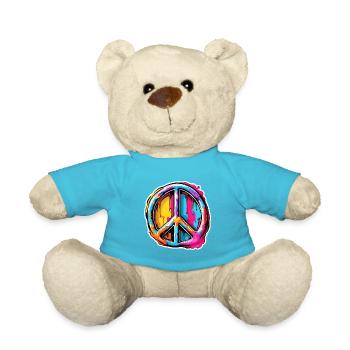 Love Peace and Harmony / Hippie / Freedom - Teddy Bear - atoll blue - Front