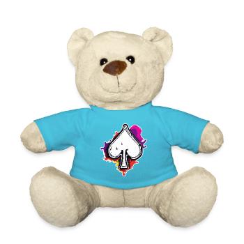 Spades / Playing Card / Poker / Symbol / Black / Skat - Teddy Bear - atoll blue - Front