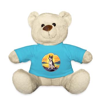 Karelo Finnische Laika-Hunderasse Cartoon Kawaii-Hund - Teddy - Atollblau - Vorne