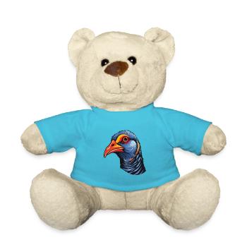 Pintade colorée aquarelle dessin animé Kawaii Ani - Nounours - bleu outremer - Devant