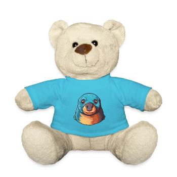 Mole Colorful Watercolor Cartoon Kawaii Animal - Teddy Bear - atoll blue - Front