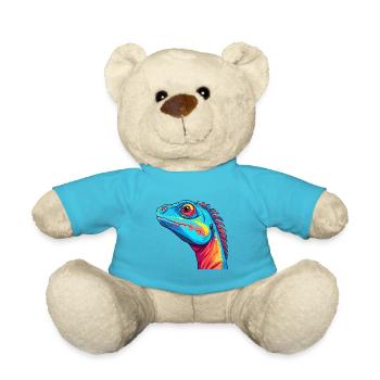 Lizard Colorful Watercolor Cartoon Kawaii Animal - Teddy Bear - atoll blue - Front