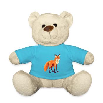 Fuchs Buntes Aquarell Cartoon Kawaii Tier - Teddy - Atollblau - Vorne