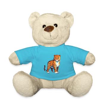 Leopard Colorful Watercolor Cartoon Kawaii Animal - Teddy Bear - atoll blue - Front