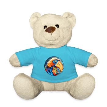Bird Stained Glass Colorful Cartoon Kawaii Animal - Teddy Bear - atoll blue - Front