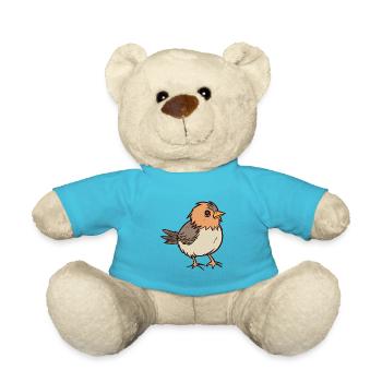 Sparrow Cute Happy Kawaii Cartoon Clipart Animal - Teddy Bear - atoll blue - Front