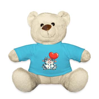 Kuh, Kawaii, Karikatur, Haustier, Spielender, Mit, Balloons - Teddy - Atollblau - Vorne