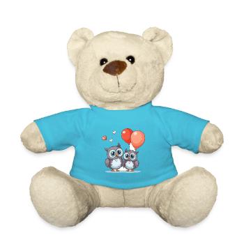 Owls Kawaii Cartoon Pet Playing With Balloons - Teddy Bear - atoll blue - Front