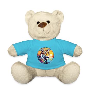 Liger Hybrid Löwe Tiger Katze Aquarell Cartoon Haustier - Teddy - Atollblau - Vorne