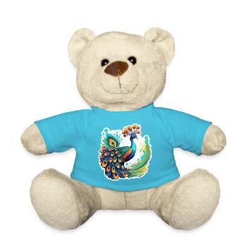 Peacock / Animal / Zoo / Plumage / Natural Beauty - Teddy Bear - atoll blue - Front