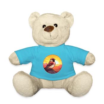 Sparrow Colorful Watercolor Cartoon Kawaii Animal - Teddy Bear - atoll blue - Front