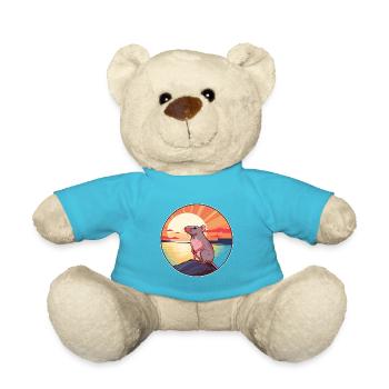 Ratte bunte Aquarell-Karikatur Kawaii-Tier - Teddy - Atollblau - Vorne