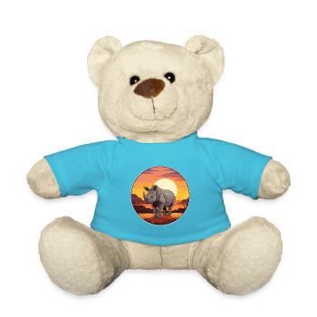 Nashorn buntes Aquarell Cartoon Kawaii Tier - Teddy - Atollblau - Vorne