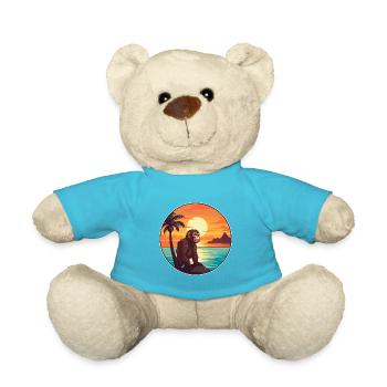Monkey Colorful Watercolor Cartoon Kawaii Animal - Teddy Bear - atoll blue - Front
