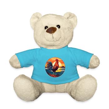 Hahn Buntes Aquarell Cartoon Kawaii Tier - Teddy - Atollblau - Vorne