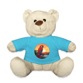 Papagei buntes Aquarell Cartoon Kawaii Tier - Teddy - Atollblau - Vorne