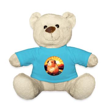 Guinea Pig Colorful Watercolor Cartoon Kawaii Pet - Teddy Bear - atoll blue - Front