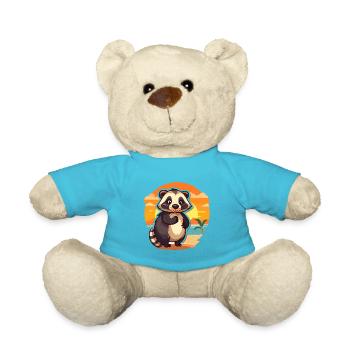 Blaireau drôle dessin animé Kawaii plage Illustration - Nounours - bleu outremer - Devant