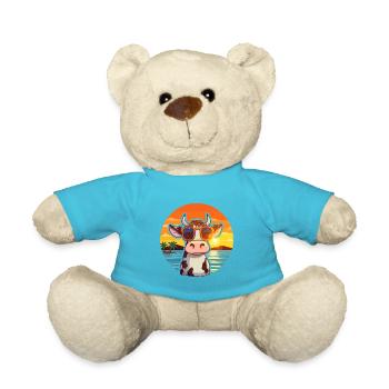 Vache Drôle Dessin Animé Kawaii Plage Illustration - Nounours - bleu outremer - Devant