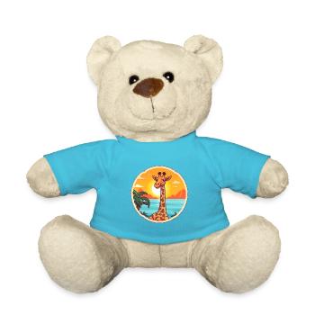 Giraffe Funny Cartoon Kawaii Beach Illustration - Teddy Bear - atoll blue - Front