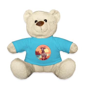 Chèvre Drôle Dessin Animé Kawaii Plage Illustration - Nounours - bleu outremer - Devant