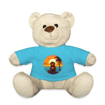 Affe lustige Karikatur Kawaii Strand Illustration - Teddy - Atollblau - Vorne