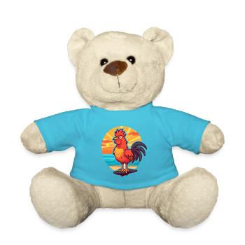 Hahn Lustige Karikatur Kawaii Strand Illustration - Teddy - Atollblau - Vorne