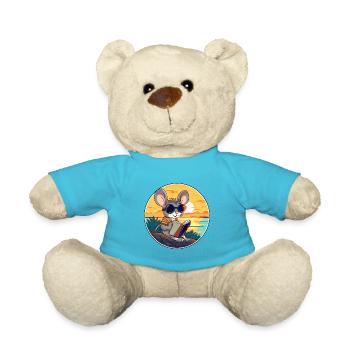 Maus niedlicher lustiger Cartoon Kawaii Buchstrand - Teddy - Atollblau - Vorne
