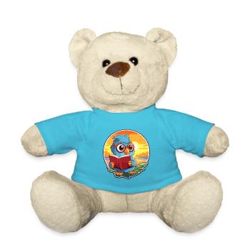 Parrot Cute Funny Cartoon Kawaii Book Beach - Teddy Bear - atoll blue - Front