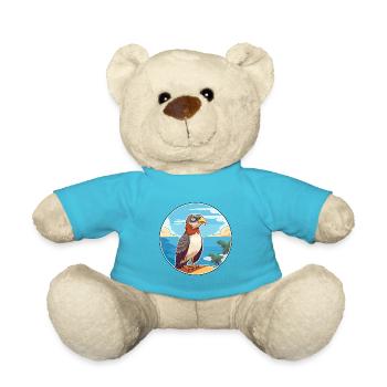 Hawk Watercolor Cartoon Kawaii Clipart Animal - Teddy Bear - atoll blue - Front