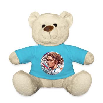 Fußballerin / Sport / Fußballplatz / Verein / FC - Teddy - Atollblau - Vorne