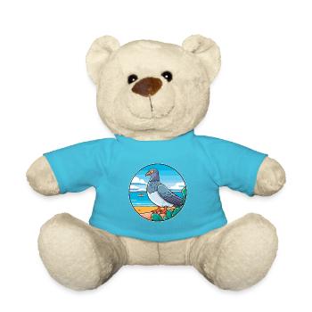 Pigeon Watercolor Cartoon Kawaii Clipart Animal - Teddy Bear - atoll blue - Front