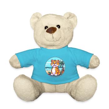 Tiger Watercolor Cartoon Kawaii Clipart Animal - Teddy Bear - atoll blue - Front