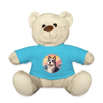 Chien Francais Dog Breed Cartoon Kawaii Watercolor - Teddy Bear - atoll blue - Front