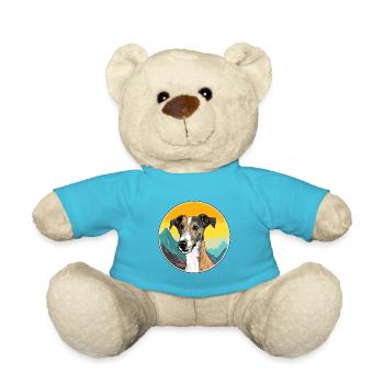 Lurcher Hunderasse Karikatur Kawaii Aquarell - Teddy - Atollblau - Vorne