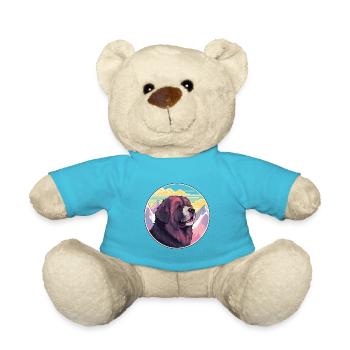 Newfoundland Dog Breed Cartoon Kawaii Watercolor - Teddy Bear - atoll blue - Front