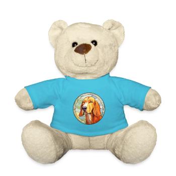 Hygen Hound Dog Breed Stained Glass Colorful Water - Teddy Bear - atoll blue - Front