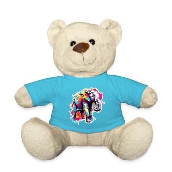 Elephant / Animal / Safari / Zoo / Africa / Comic - Teddy Bear - atoll blue - Front
