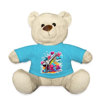 Crane / construction site / winch / crane system - Teddy Bear - atoll blue - Front