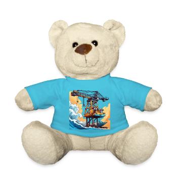 Crane / construction site / winch / crane system - Teddy Bear - atoll blue - Front